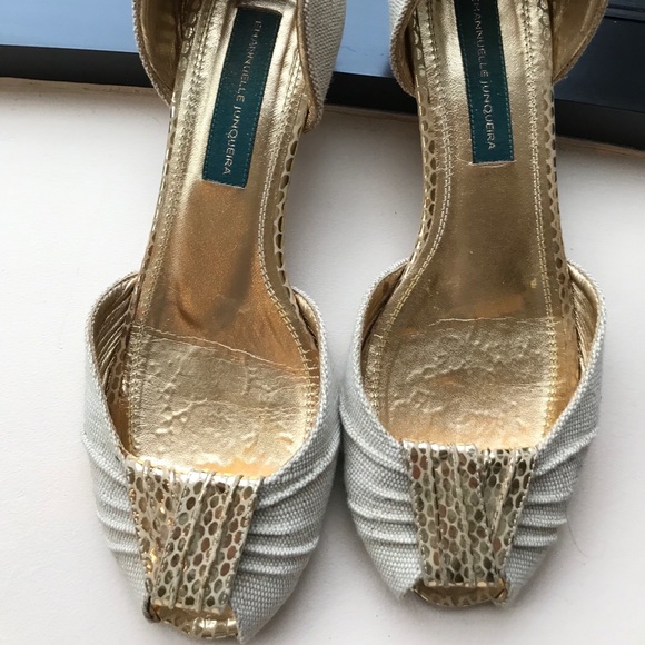 Shoes - Golden peep toe heels